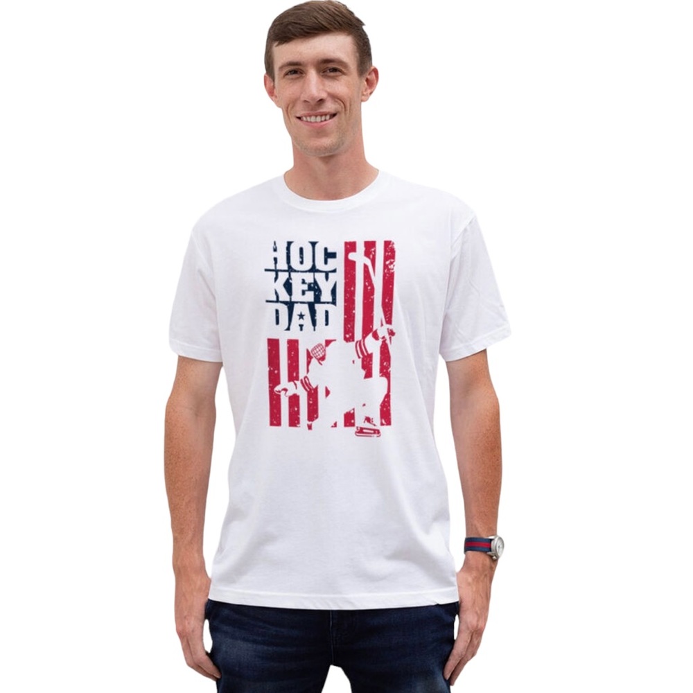 HOCKEY DAD TSHIRT SHIRT AMERICANA AMERICAN FLAG HOCKEY SHIRT DAD SHIRT HOCKEY